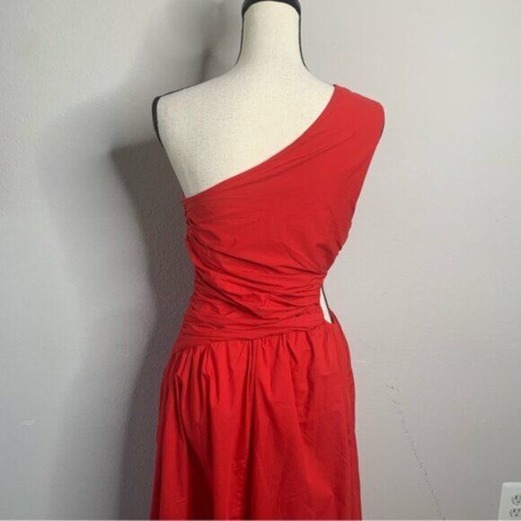 NWT Abercrombie & Fitch Red One-Shoulder Cutout Maxi Dress - Picture 9 of 13